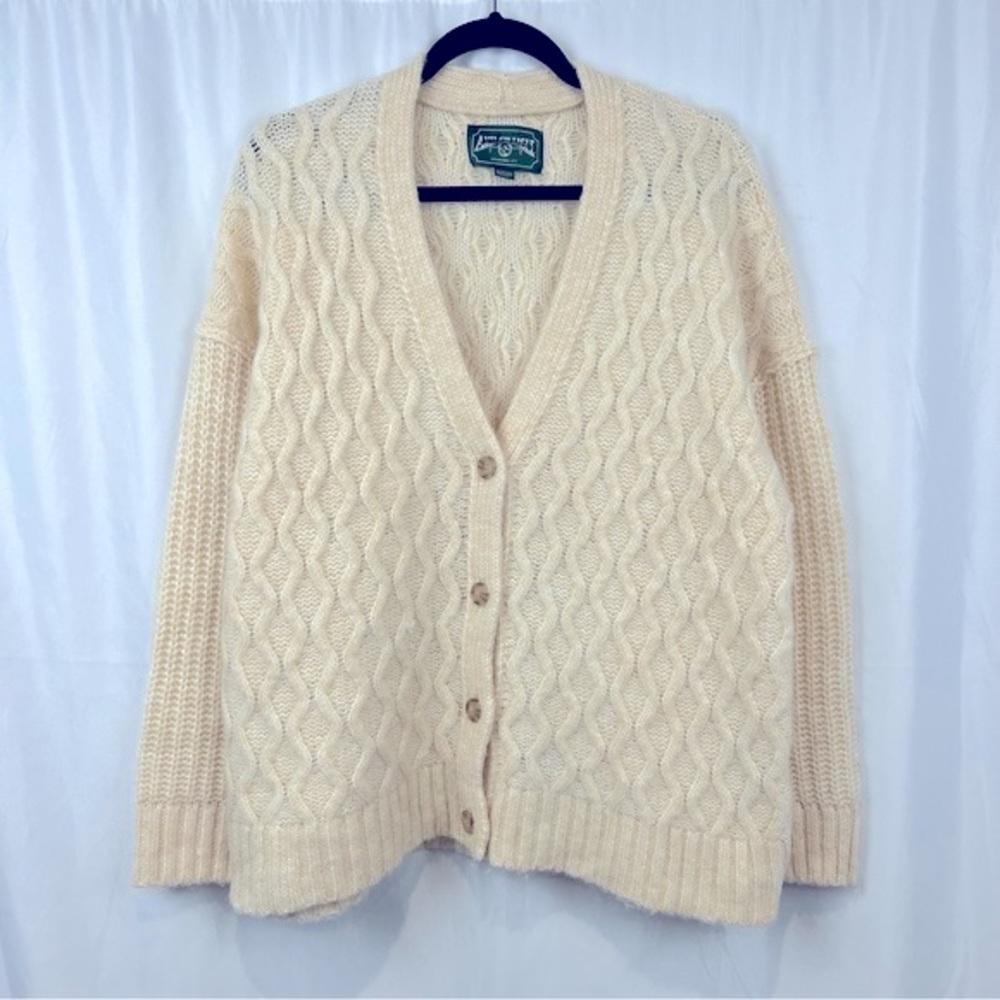 NWOT American Eagle Cable Knit Button Grandpa Oversized Cream Cardigan